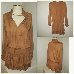 NWT Mustard Seed Caramel Brown Tiered Boho…